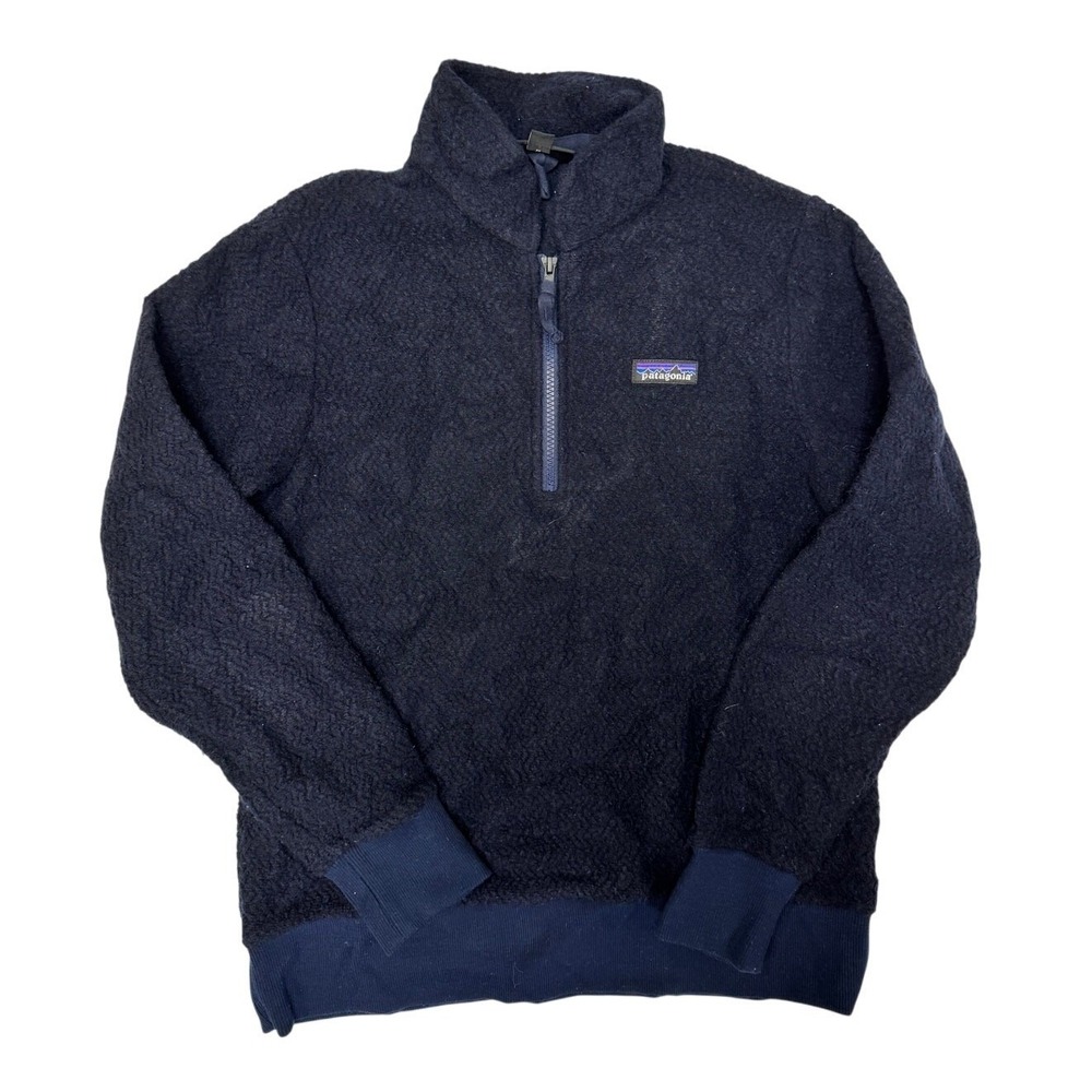 Patagonia Navy Blue Woolyester 1/4 Zip Pullover Sweater 26950 Womens Size M